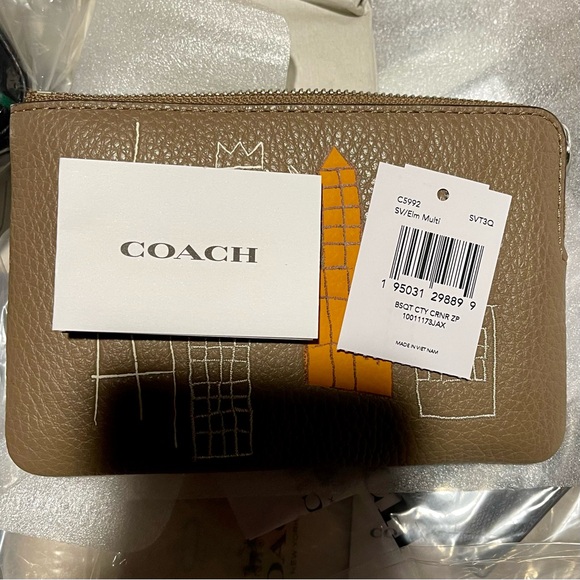 Authentic Coach X Jean Michel Basquiat New York Corner Zip Wristlet Pouch Clutch - Picture 4 of 6